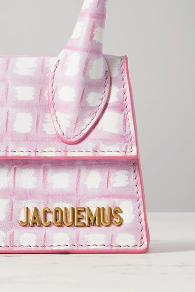 Shop Jacquemus Le Chiquito Checked Leather Tote In Pink