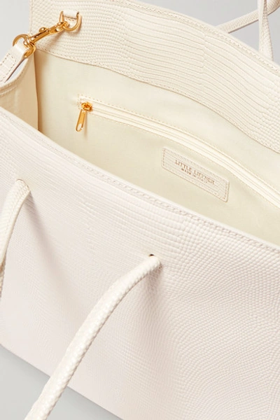 Shop Little Liffner Twisted Lizard-effect Leather Tote In White