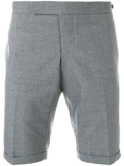 Shop Thom Browne Low Rise Skinny Shorts In Grey