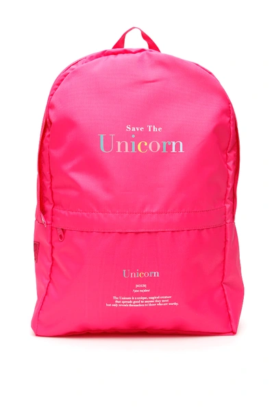 Shop Ireneisgood "save The Unicorn" Backpack In Fuchsia,pink