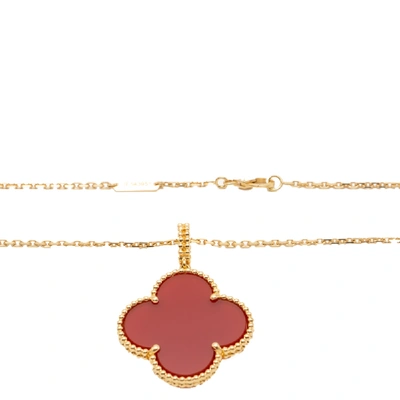 Pre-owned Van Cleef & Arpels Magic Alhambra Carnelian Long Chain Yellow Gold Necklace