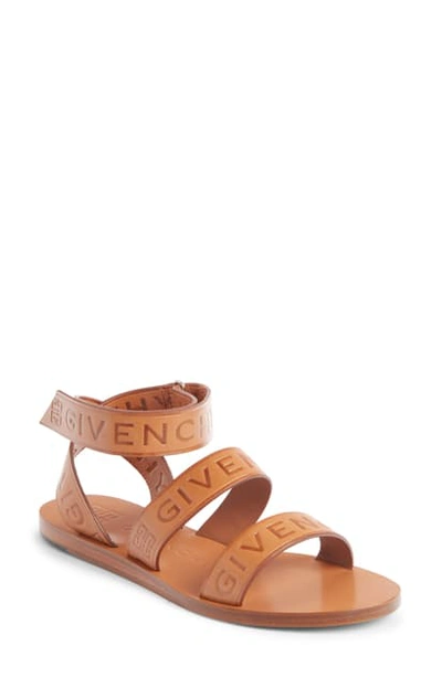 Shop Givenchy Logo Ankle Strap Sandal In Brown