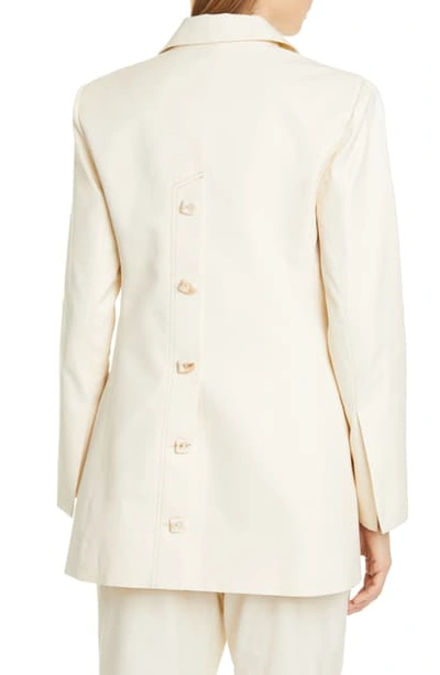 Shop Aje Prima Back Button Double Breasted Blazer In Sand