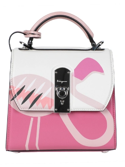 Shop Ferragamo Pink Flamingo Boxyz Handbag