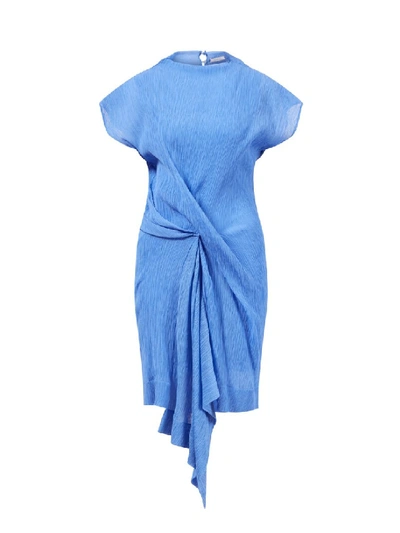 Shop Nina Ricci Pleated Cotton-silk Dress Blue