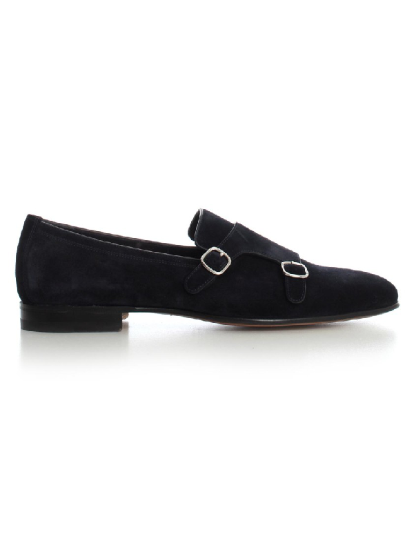 santoni double monk suede