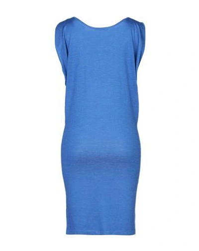 Shop Cruciani Woman Mini Dress Blue Size 8 Silk, Linen