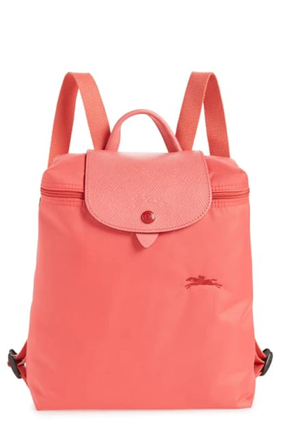 Shop Longchamp Le Pliage Club Backpack In Pomegranate