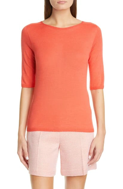 Shop St John Elbow Sleeve Jersey Top In Tigerlily