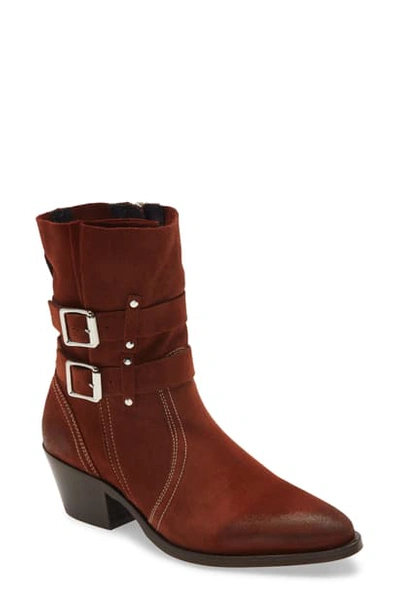 Shop Allsaints Harriet Boot In Rust Suede