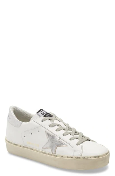Shop Golden Goose Hi Star Platform Sneaker In White Leather/ Silver