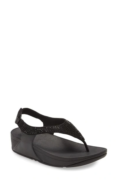 Shop Fitflop Skylar Embellished Sandal In Black Faux Leather