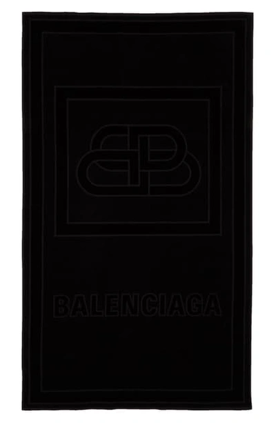 Shop Balenciaga Bb Beach Towel In Black