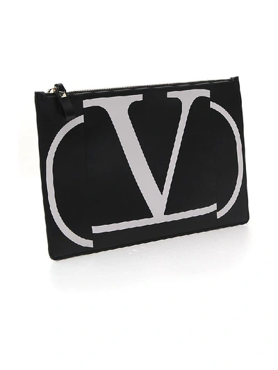 Shop Valentino Vlogo Clutch Bag In Black