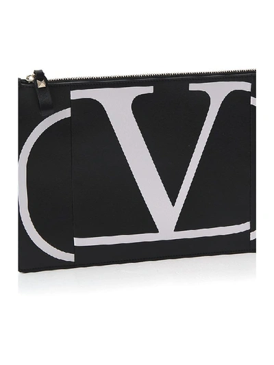 Shop Valentino Vlogo Clutch Bag In Black