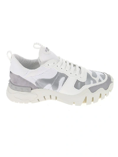 Shop Valentino Garavani Rockstud Camouflage Sneakers In White