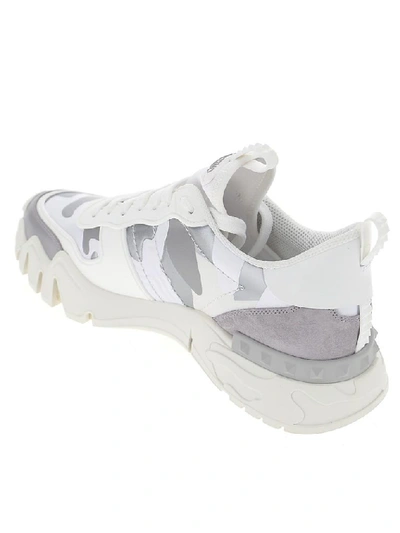 Shop Valentino Garavani Rockstud Camouflage Sneakers In White
