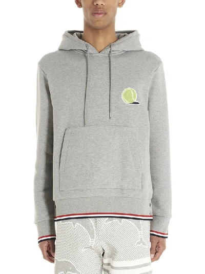 Shop Thom Browne Embroidered Tennis Hoodie In Grey