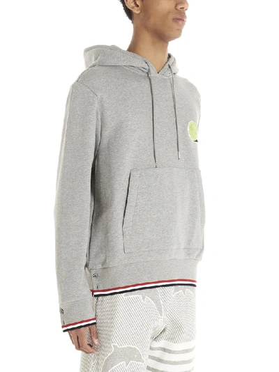 Shop Thom Browne Embroidered Tennis Hoodie In Grey