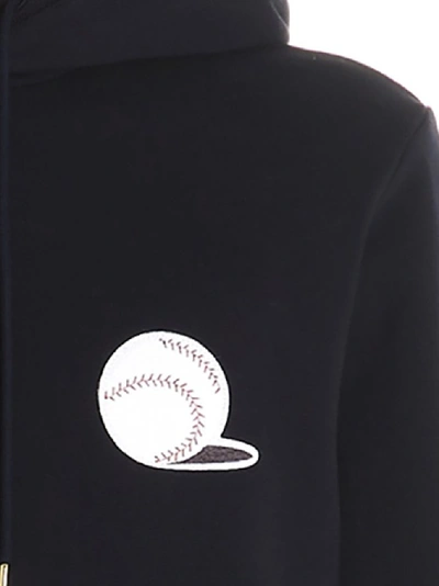 Shop Thom Browne Embroidered Baseball Hoodie In Blue