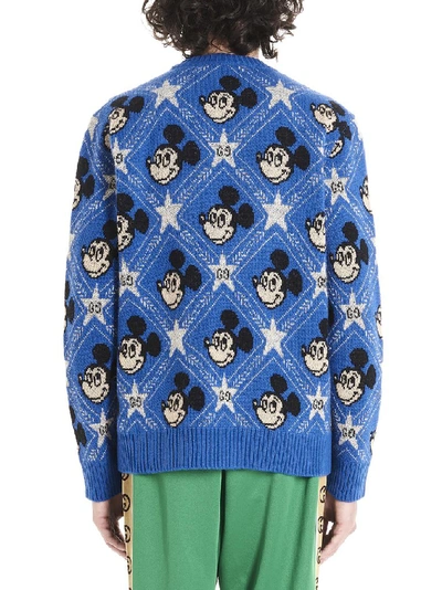 Shop Gucci X Disney Gg Mickey Mouse Jumper In Blue