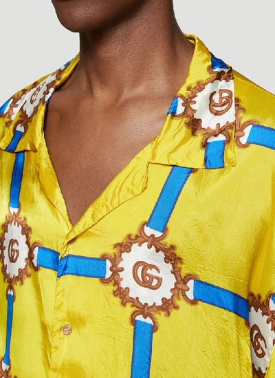 Shop Gucci Gg Logo Bowling Shirt In Yellow