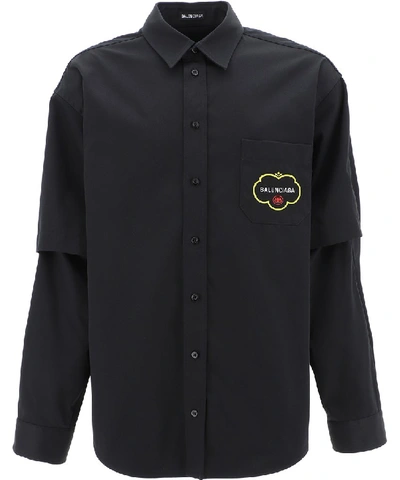 Shop Balenciaga Logo Shirt In Black