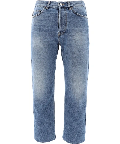 Shop Balenciaga Cropped Straight Leg Jeans In Blue