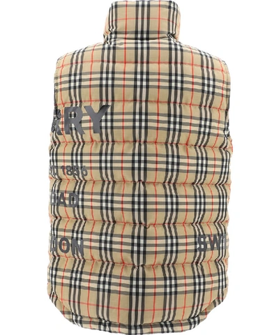 Shop Burberry Checked Print Vest In Beige