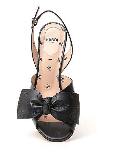 Shop Fendi Bow Detail Slingback Sandals In Black
