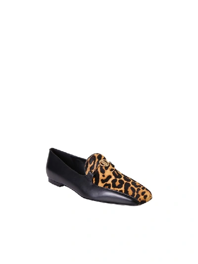 Shop Burberry Animal Print Loafers In Black