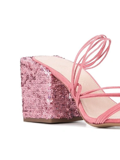 Shop Jacquemus Sequinned Heel Mules In Pink