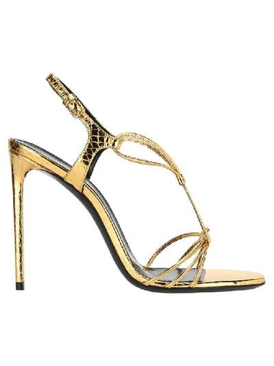 Shop Saint Laurent Robin 105 Sandals In Gold