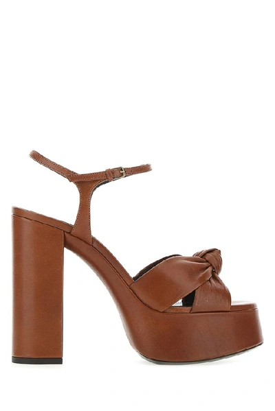 Shop Saint Laurent Bianca Platform Sandals In Brown