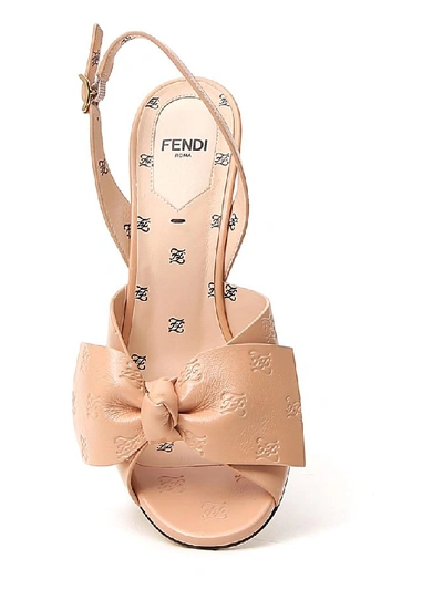 Shop Fendi Bow Detail Slingback Sandals In Pink