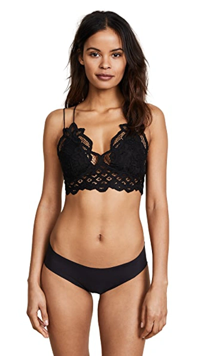 Free People Womens Black Adella Floral-embroidered Stretch-cotton Bralette Top S In Black