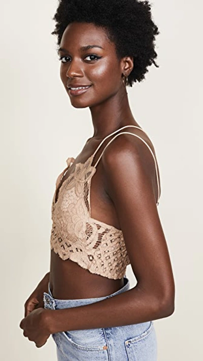 Free People Adella Longline Lace Bralette In Pink Petal In Neutral