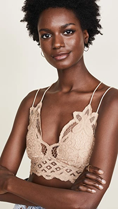 Free People Adella Longline Lace Bralette In Pink Petal In Neutral