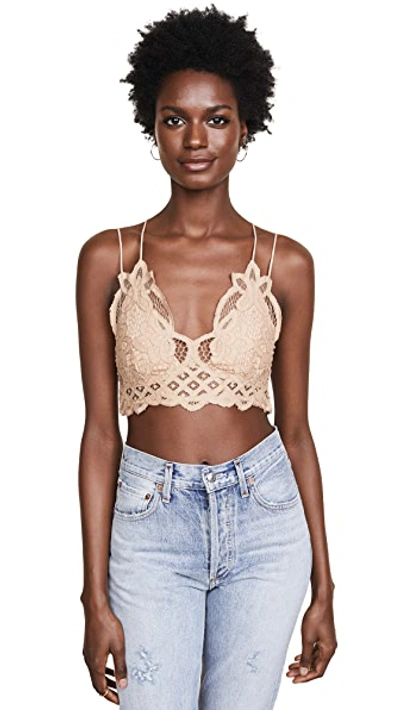 Free People Adella Longline Lace Bralette In Pink Petal In Neutral