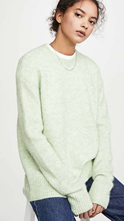 Shop Acne Studios Kerna Fluffy Alpaca Pullover In Pistachio Green