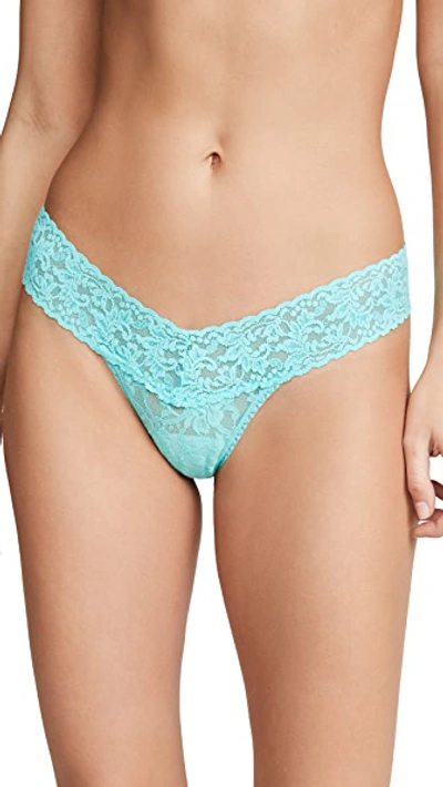 Shop Hanky Panky Signature Lace Low Rise Thong In Bright Aqua