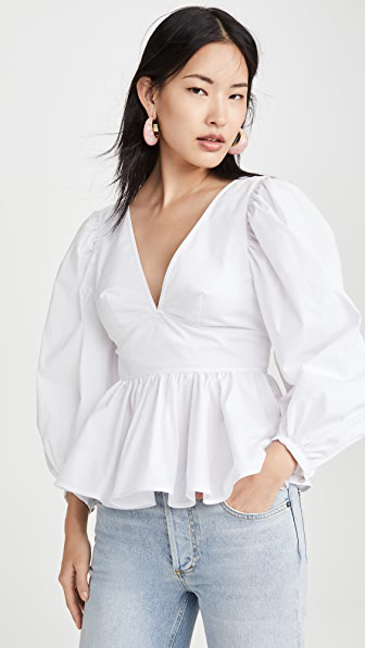 white cotton peplum top