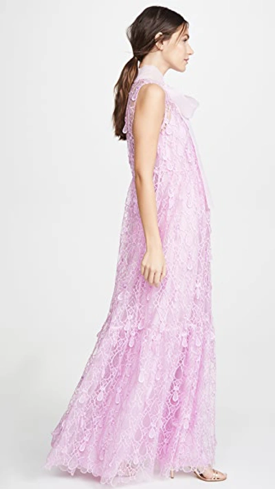Shop Self-portrait Teardrop Sleeveless Maxi Dress In Lilac