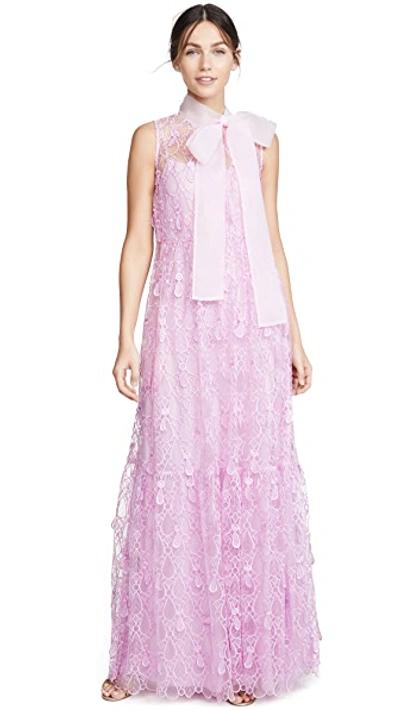 Shop Self-portrait Teardrop Sleeveless Maxi Dress In Lilac