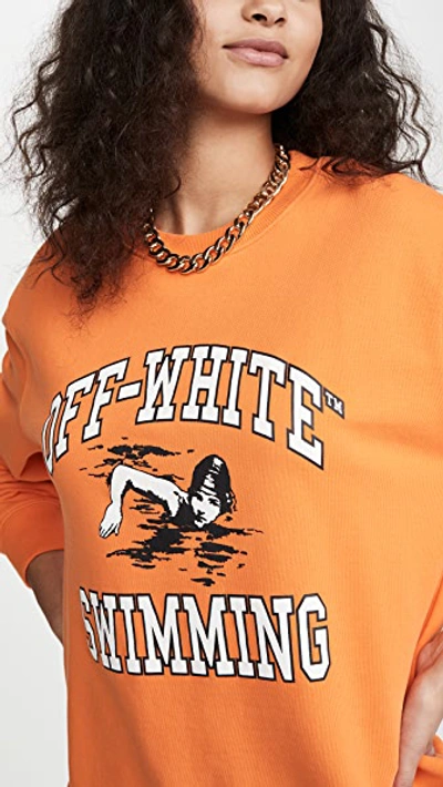 Shop Off-white Swimming Crew Neck Sweatshirt In Orange/white