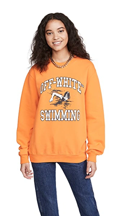 Shop Off-white Swimming Crew Neck Sweatshirt In Orange/white