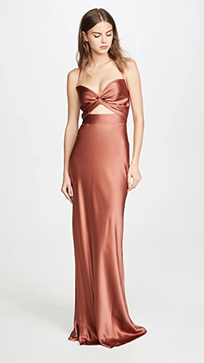 Shop Michelle Mason Twist Gown In Dune