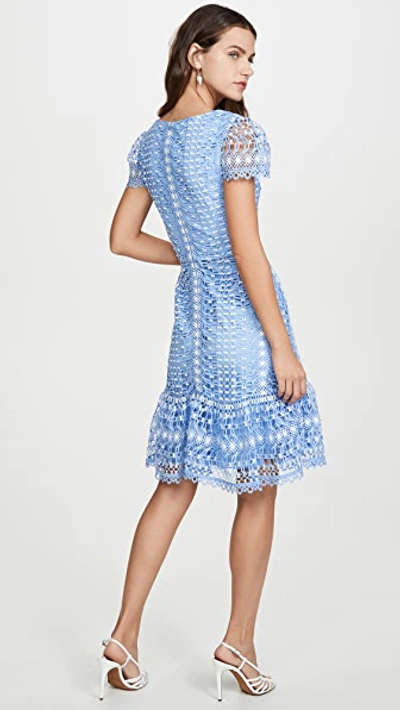 Shop Temperley London Bamboo Lace Mini Dress In Sky