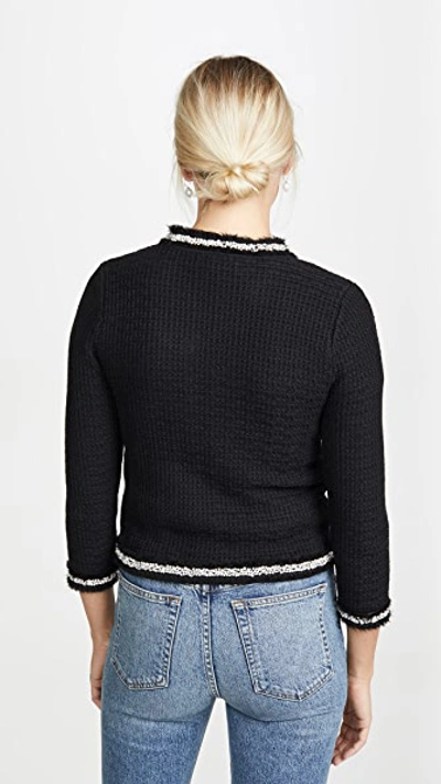 Shop Alice And Olivia Georgia Short Embellished Sweater Jacket In Black