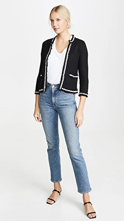 Shop Alice And Olivia Georgia Short Embellished Sweater Jacket In Black